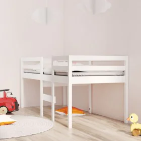White high bed solid pine wood 90x200 cm by vidaXL, Beds and slatted bases - Ref: Foro24-821605, Price: 174,48 €, Discount: %