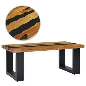 Mitteltisch aus massivem Teakholz und Vulkanstein, 100 x 50 x 40 cm von vidaXL, Couchtisch - Ref: Foro24-281645, Preis: 244,2...