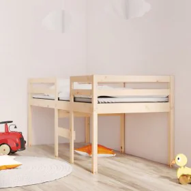 Solid pine wood high bed 90x200 cm by vidaXL, Beds and slatted bases - Ref: Foro24-821604, Price: 160,59 €, Discount: %
