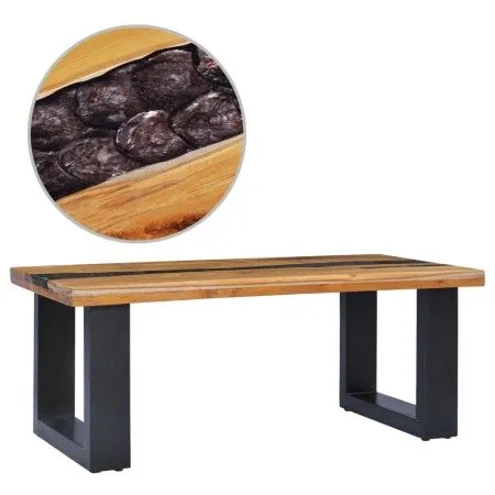 Solid teak wood and polyresin coffee table 100x50x40 cm by vidaXL, Coffee table - Ref: Foro24-281646, Price: 242,21 €, Discou...