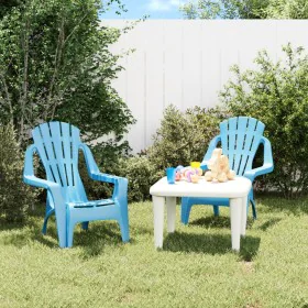 Gartenstühle für Kinder 2 Stück Holzoptik PP blau 37x34x44 cm von vidaXL, Gartenstühle - Ref: Foro24-364739, Preis: 59,45 €, ...
