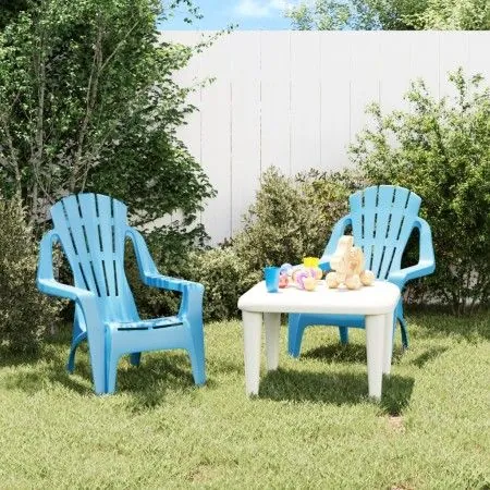 Gartenstühle für Kinder 2 Stück Holzoptik PP blau 37x34x44 cm von vidaXL, Gartenstühle - Ref: Foro24-364739, Preis: 59,45 €, ...