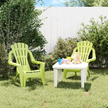 Children's garden chairs 2 pcs wood look PP green 37x34x44cm by vidaXL, Garden chairs - Ref: Foro24-364740, Price: 65,64 €, D...