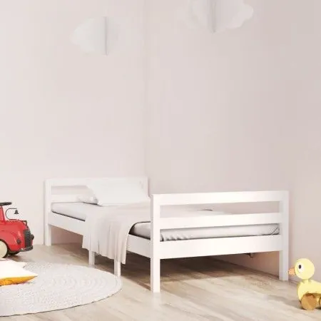 Massives Bettgestell aus weißem Kiefernholz, 90 x 200 cm von vidaXL, Betten und Lattenroste - Ref: Foro24-821625, Preis: 108,...