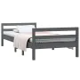 Solid gray pine wood bed frame 90x200 cm by vidaXL, Beds and slatted bases - Ref: Foro24-821626, Price: 90,87 €, Discount: %