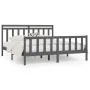 Solid gray pine wood bed frame 200x200 cm by vidaXL, Beds and slatted bases - Ref: Foro24-3107050, Price: 169,86 €, Discount: %