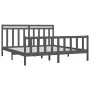 Solid gray pine wood bed frame 200x200 cm by vidaXL, Beds and slatted bases - Ref: Foro24-3107050, Price: 169,86 €, Discount: %