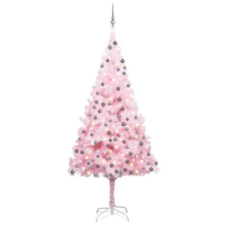 Árbol de Navidad preiluminado con luces y bolas rosa 210 cm by vidaXL, Christmas trees - Ref: Foro24-3077672, Price: 102,49 €...
