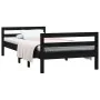 Solid black pine wood bed frame 75x190 cm by vidaXL, Beds and slatted bases - Ref: Foro24-821643, Price: 83,57 €, Discount: %