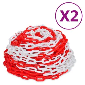 Warning chains 2 units plastic red and white 30 m by vidaXL, Safety signs - Ref: Foro24-3057524, Price: 57,32 €, Discount: %