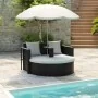 Gartenbett mit schwarzem Sonnenschirm aus synthetischem Rattan von vidaXL, Betten im Freien - Ref: Foro24-40735, Preis: 338,8...