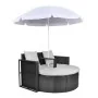 Garden bed with black synthetic rattan parasol by vidaXL, Outdoor beds - Ref: Foro24-40735, Price: 345,12 €, Discount: %