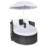 Garden bed with black synthetic rattan parasol by vidaXL, Outdoor beds - Ref: Foro24-40735, Price: 345,12 €, Discount: %