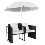Garden bed with black synthetic rattan parasol by vidaXL, Outdoor beds - Ref: Foro24-40735, Price: 345,12 €, Discount: %