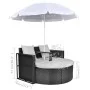 Garden bed with black synthetic rattan parasol by vidaXL, Outdoor beds - Ref: Foro24-40735, Price: 345,12 €, Discount: %