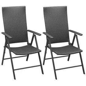 Stackable garden chairs 2 units black synthetic rattan by vidaXL, Garden chairs - Ref: Foro24-42796, Price: 138,32 €, Discoun...