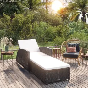 Tumbona con cojín ratán sintético blanco crema by vidaXL, Loungers - Ref: Foro24-317177, Price: 190,14 €, Discount: %
