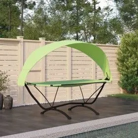 Garden lounger with steel canopy and green oxford fabric by vidaXL, Outdoor beds - Ref: Foro24-317602, Price: 136,72 €, Disco...