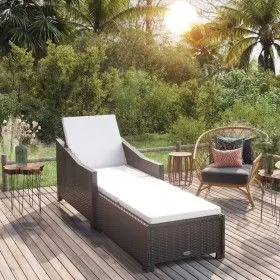 Lounger with white cream synthetic rattan cushion by vidaXL, Loungers - Ref: Foro24-317179, Price: 173,64 €, Discount: %