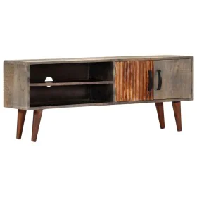 TV-Schrank aus massivem, rauem Mangoholz, grau, 130 x 30 x 46 cm von vidaXL, TV-Möbel - Ref: Foro24-282743, Preis: 218,88 €, ...